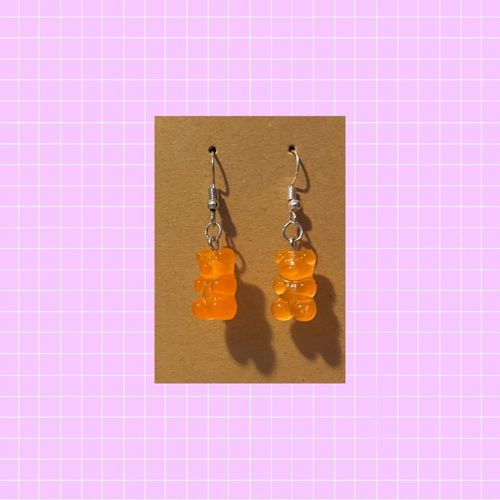 Orange gummy bear earrings